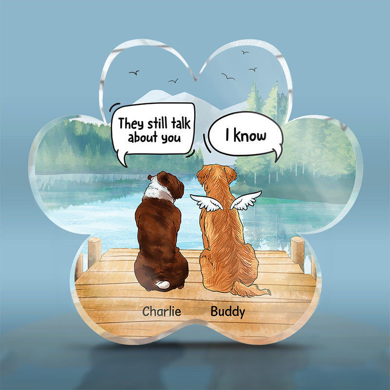Laissez des empreintes de pattes dans notre cœur - Plaque commémorative personnalisée en acrylique en forme de patte - Cadeau de condoléances, cadeau pour propriétaires d'animaux et amoureux des animaux