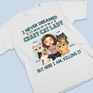 Heureux d'être une dame aux chats - T-shirt unisexe personnalisé, sweat à capuche, sweat-shirt - Cadeau pour les propriétaires et les amoureux des animaux