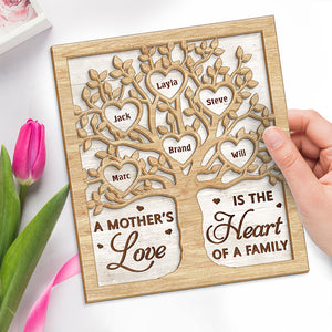 Nous t'aimons de tout notre cœur - Plaque en bois personnalisée à 2 couches avec support - Cadeau de pendaison de crémaillère pour maman, grand-mère