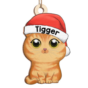 Joyeux Pawlidays - Ornement personnalisé en forme de chat - Bois - Cadeau de Noël pour les propriétaires et les amoureux des animaux