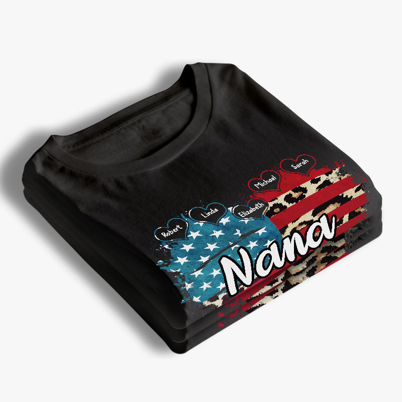 Grandma And Her Kids - Family Personalized Custom Unisex Patriotic T-shirt, Hoodie, Sweatshirt - Independence Day, 4th Of July, Birthday Gift For Grandma