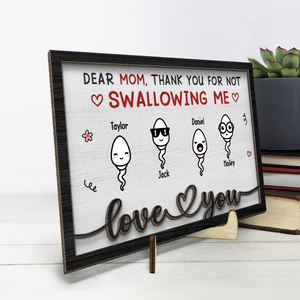 Merci de ne pas nous avoir avalés - Plaque en bois personnalisée à 2 couches avec support - Cadeau de pendaison de crémaillère pour maman