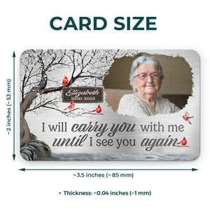 Photo personnalisée pour toujours dans mon cœur - Carte portefeuille personnalisée en aluminium commémorative - Cadeau de condoléances pour les membres de la famille