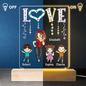 Mes chers enfants, la lumière de ma vie - Lampe LED 3D rectangulaire personnalisée pour la famille - Cadeau pour la fête des mères, maman, grand-mère
