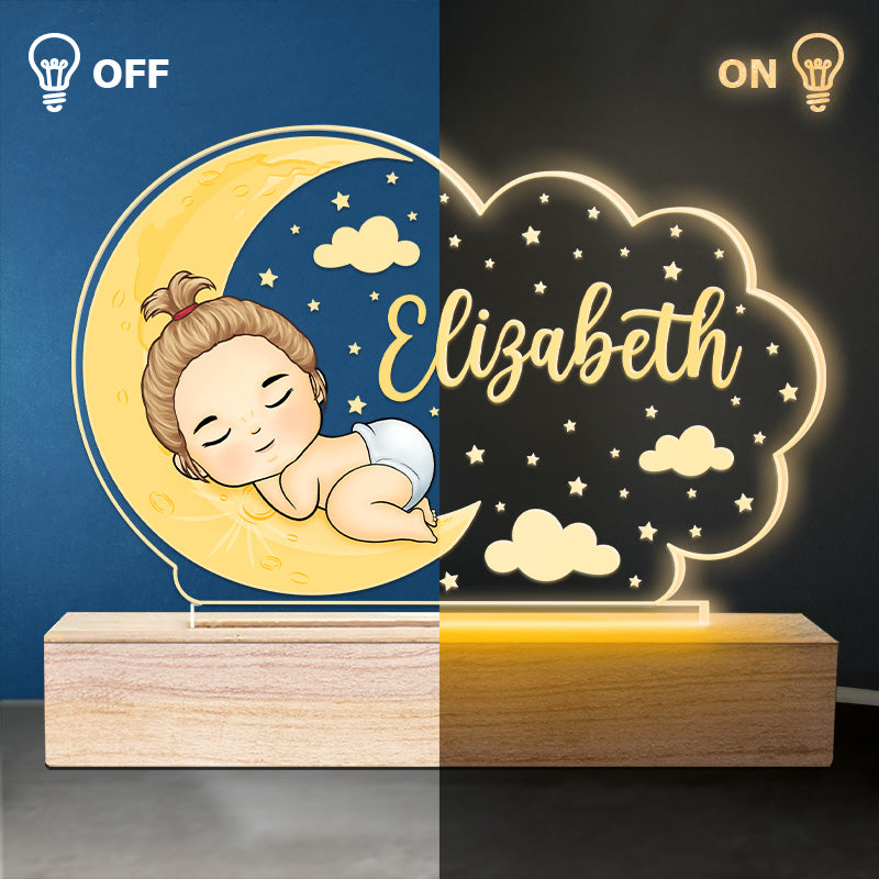 Dors bien bébé - Lampe LED 3D personnalisée en forme de cœur pour la famille - Cadeau pour la fête des mères, la baby shower ou la première maman