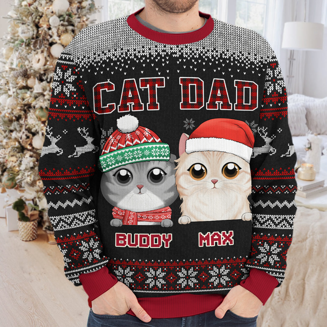 Fière d'être devenue maman chat - Sweat-shirt moche personnalisé chat - Pull en laine unisexe - Cadeau de Noël pour propriétaires et amoureux des animaux