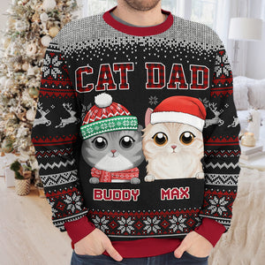 Fière d'être devenue maman chat - Sweat-shirt moche personnalisé chat - Pull en laine unisexe - Cadeau de Noël pour propriétaires et amoureux des animaux