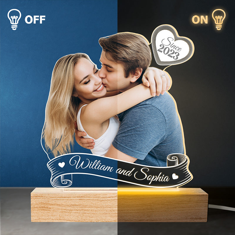 Photo personnalisée « Je t'aime toujours » – Couple personnalisé avec lumière LED 3D en forme personnalisée – Téléchargez une photo cadeau pour mari et femme, anniversaire
