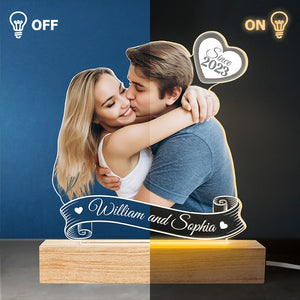 Photo personnalisée « Je t'aime toujours » – Couple personnalisé avec lumière LED 3D en forme personnalisée – Téléchargez une photo cadeau pour mari et femme, anniversaire