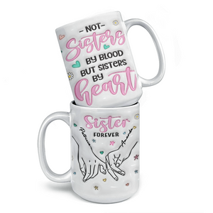 Nous sommes sœurs de cœur - Mug personnalisé avec effet gonflable 3D - Cadeau pour meilleures amies, meilleures amies, sœurs, collègues