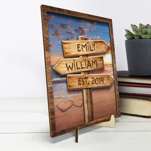 Je t'aime et je t'aimerai toujours - Plaque en bois personnalisée à 2 couches avec support - Cadeau de pendaison de crémaillère pour mari et femme, anniversaire