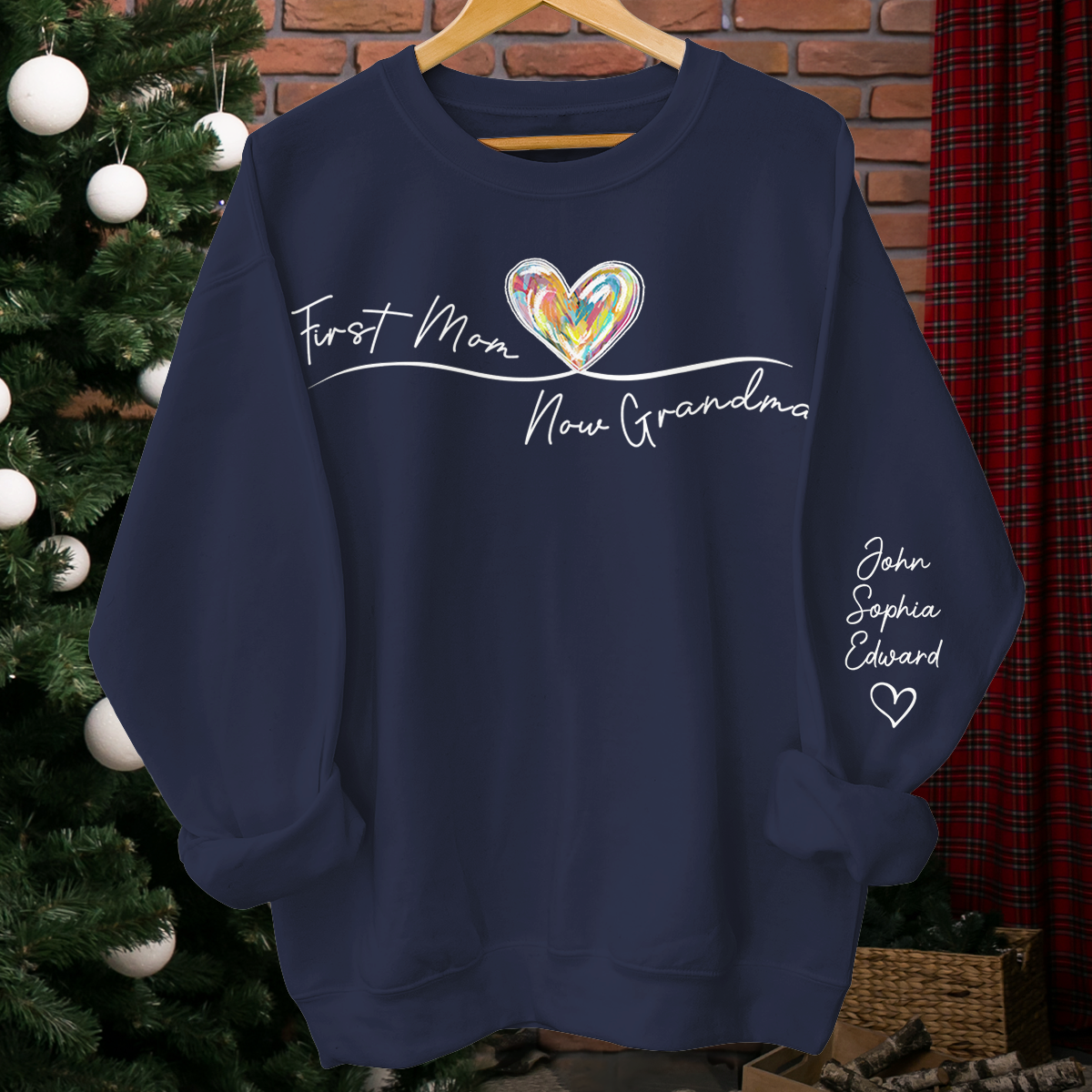 D'abord maman, maintenant grand-mère - Sweat-shirt unisexe personnalisé avec motif sur la manche - Cadeau pour maman et grand-mère