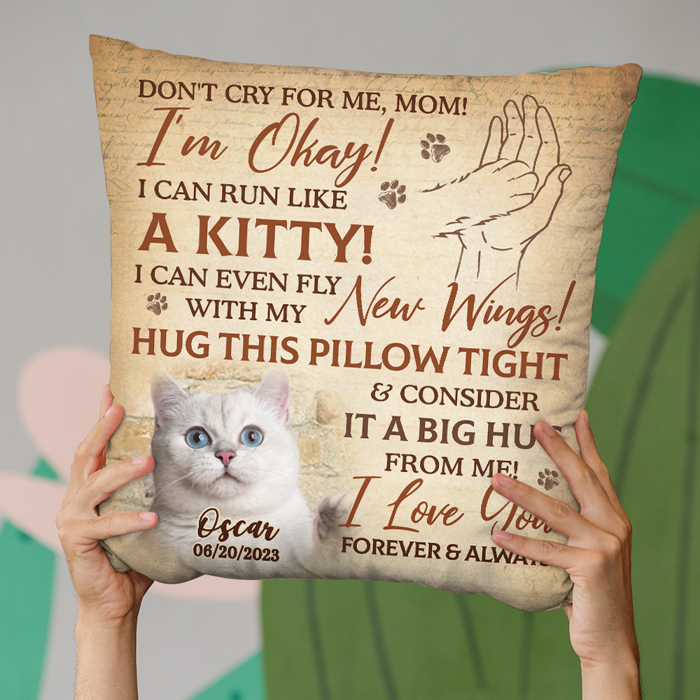 Photo personnalisée Un gros câlin de moi à toi - Coussin personnalisé commémoratif personnalisé - Cadeau de condoléances pour les propriétaires d'animaux de compagnie, les amoureux des animaux