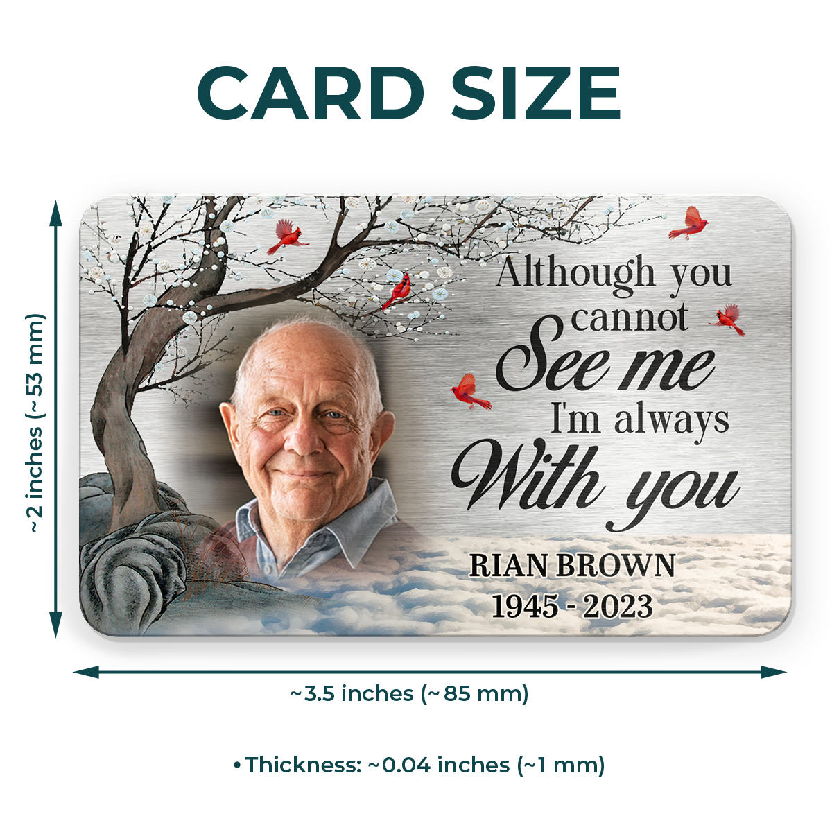 Photo personnalisée où que vous soyez - Carte portefeuille en aluminium personnalisée commémorative - Cadeau de condoléances pour les membres de la famille