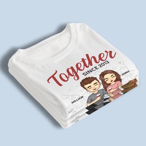 Heureux de s'ennuyer mutuellement depuis - T-shirt, sweat à capuche et sweat-shirt unisexe personnalisé pour couple - Cadeau pour mari et femme, anniversaire