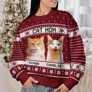 Sweat-shirt personnalisé avec photo du meilleur papa chat du monde - Pull en laine unisexe - Cadeau de Noël pour les propriétaires et les amoureux des animaux