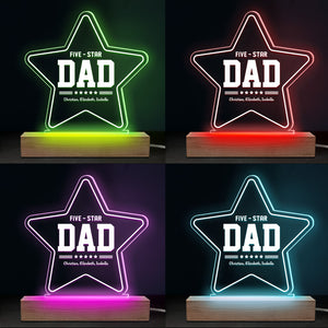 Notre papa cinq étoiles - Lampe LED 3D personnalisée pour la famille - Cadeau de fête des pères et d'anniversaire pour papa