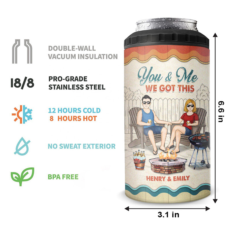 Mari et femme, amis de beuverie pour la vie, on a ça ! Gobelet isotherme 4 en 1 personnalisé pour le camping ! Cadeau pour mari, femme et amoureux du camping