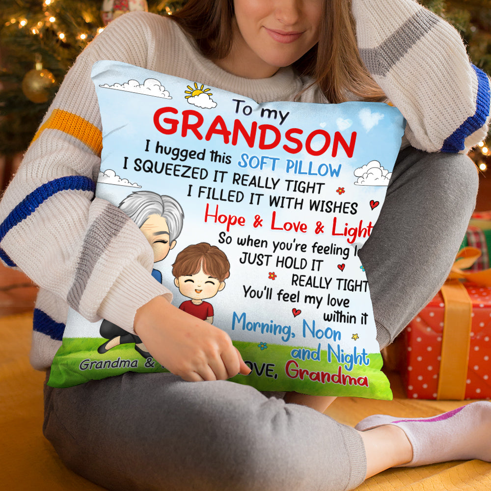 Je l'ai rempli de vœux - Oreiller personnalisé pour la famille - Cadeau d'anniversaire de grand-mère