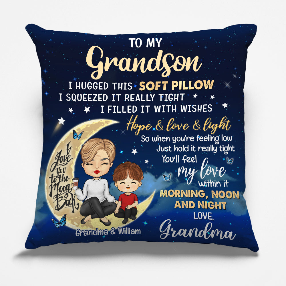 Quand vous vous sentez déprimé, tenez-le très fort - Oreiller personnalisé pour la famille - Cadeau de grand-mère