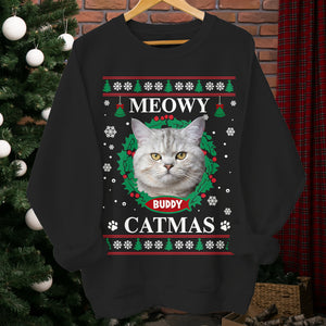 Photo personnalisée Feliz Navidog - T-shirt, sweat à capuche et sweat-shirt unisexe personnalisé pour chien et chat - Cadeau de Noël pour propriétaires et amoureux des animaux