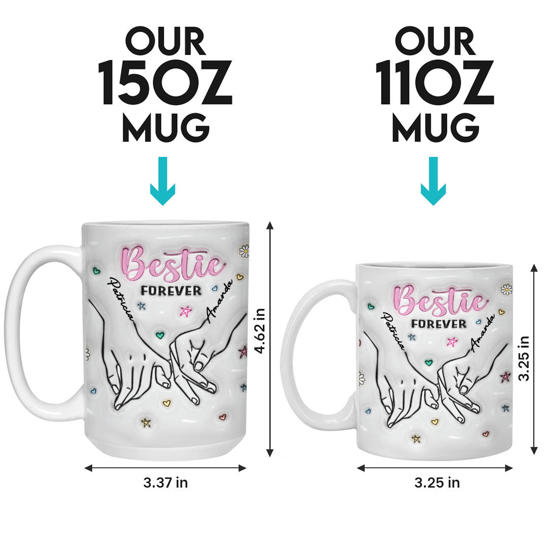 Nous sommes sœurs de cœur - Mug personnalisé avec effet gonflable 3D - Cadeau pour meilleures amies, meilleures amies, sœurs, collègues