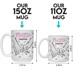 Nous sommes sœurs de cœur - Mug personnalisé avec effet gonflable 3D - Cadeau pour meilleures amies, meilleures amies, sœurs, collègues
