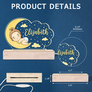 Dors bien bébé - Lampe LED 3D personnalisée en forme de cœur pour la famille - Cadeau pour la fête des mères, la baby shower ou la première maman