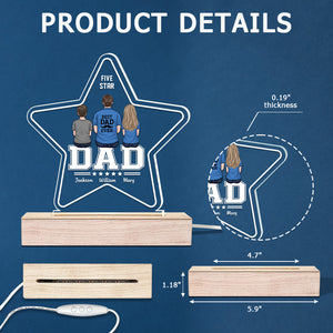 Meilleur papa de tous les temps - Lampe LED 3D personnalisée en forme d'étoile à cinq branches - Cadeau d'anniversaire et de fête des pères pour papa