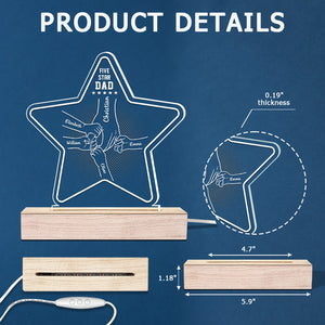 Père de cinq étoiles - Lampe LED 3D personnalisée en forme d'étoile - Cadeau d'anniversaire et de fête des pères pour papa