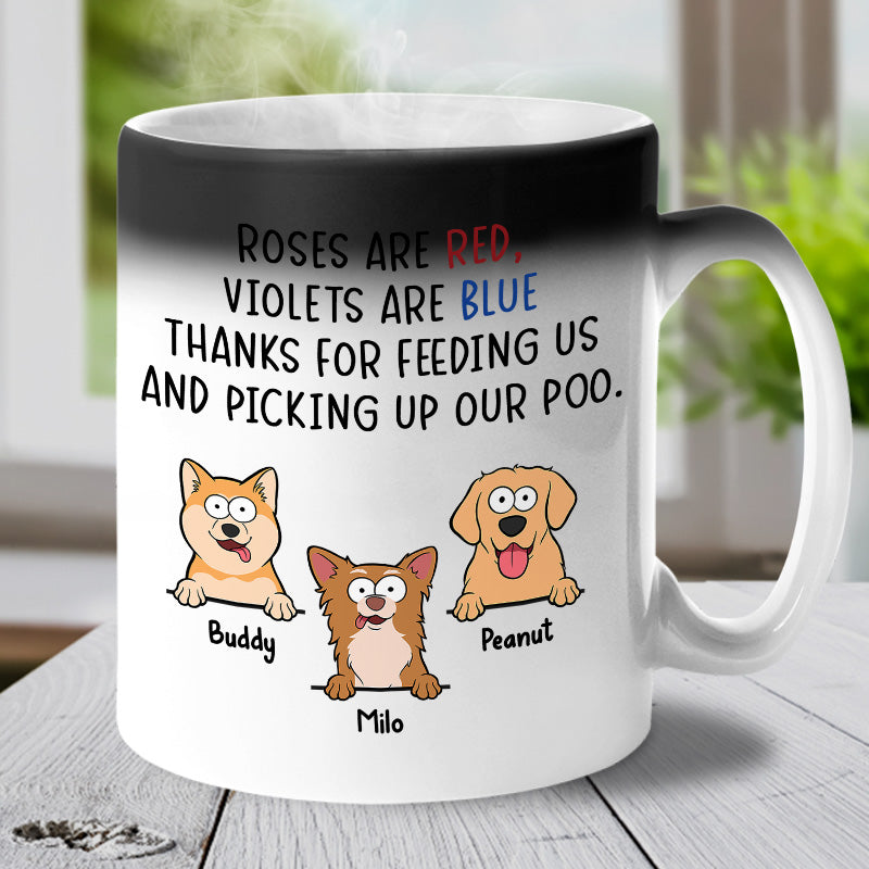 Merci d'avoir ramassé nos crottes - Mug personnalisé à changement de couleur pour chien - Cadeau pour les propriétaires d'animaux et les amoureux des animaux