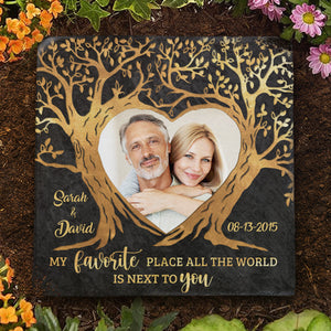 Photo personnalisée Mon endroit préféré au monde - Ardoise en pierre personnalisée pour couple - Cadeau pour mari et femme, anniversaire