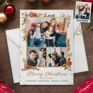 Carte de vœux personnalisée « Joyeux Noël avec amour » - Cartes postales et cartes de vœux personnalisées pour les fêtes de fin d'année - Cadeau de Noël pour les membres de la famille