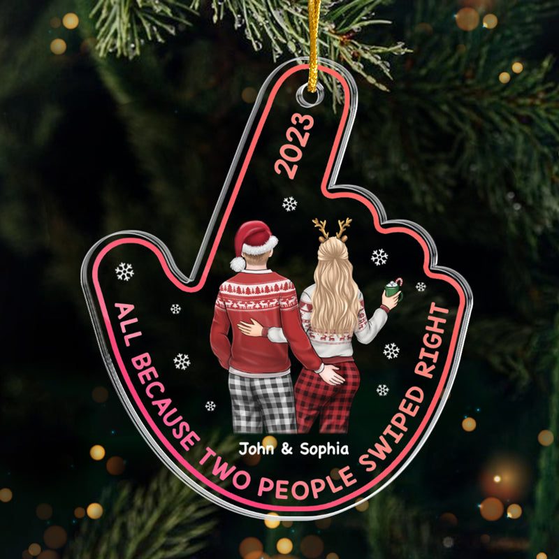 Coup de foudre au premier coup – Ornement personnalisé pour couple – Forme personnalisée en acrylique – Cadeau de Noël pour mari et femme, anniversaire