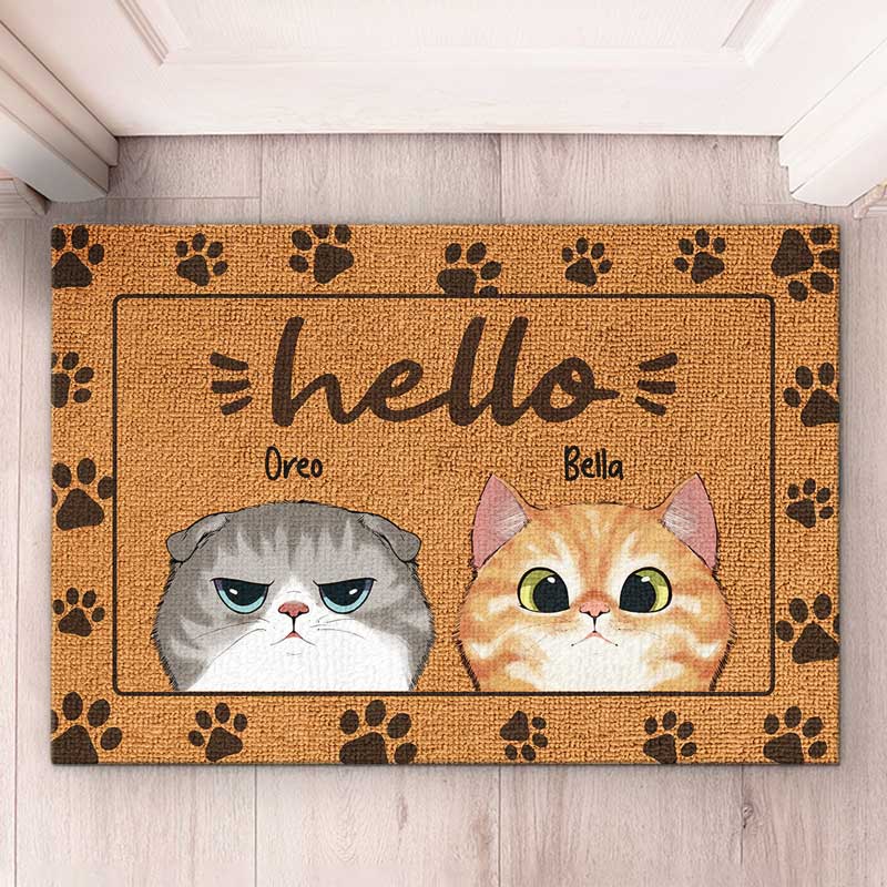 Bonjour, bonne journée ! Tapis décoratif personnalisé pour chat ! Cadeau idéal pour les propriétaires et les amoureux des animaux.