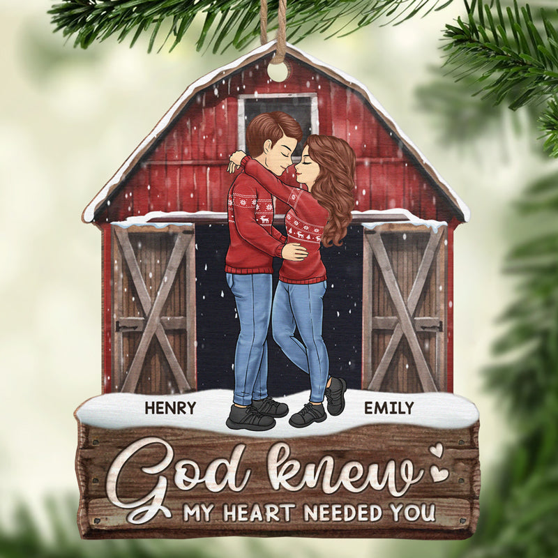 Dieu savait que mon cœur avait besoin de toi – Ornement personnalisé pour couple – Acrylique, bois, forme personnalisée – Cadeau de Noël pour mari et femme, anniversaire