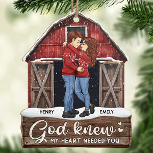 Dieu savait que mon cœur avait besoin de toi – Ornement personnalisé pour couple – Acrylique, bois, forme personnalisée – Cadeau de Noël pour mari et femme, anniversaire