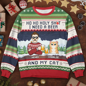 I Need A Beer And My Cats - Cat Personalized Custom Ugly Sweatshirt - Unisex Wool Jumper - Christmas Gift For Pet Owners, Pet Lovers