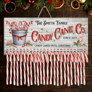 Canne de Noël en sucre d'orge - Calendrier de l'Avent personnalisé en bois avec compte à rebours - Cadeau de Noël pour toute la famille