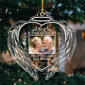 Custom Photo Although You Cannot See Us We Are Always With You - Memorial Personalized Custom Ornament - Acrylic Heart Shaped - Sympathy Gift For Family Members