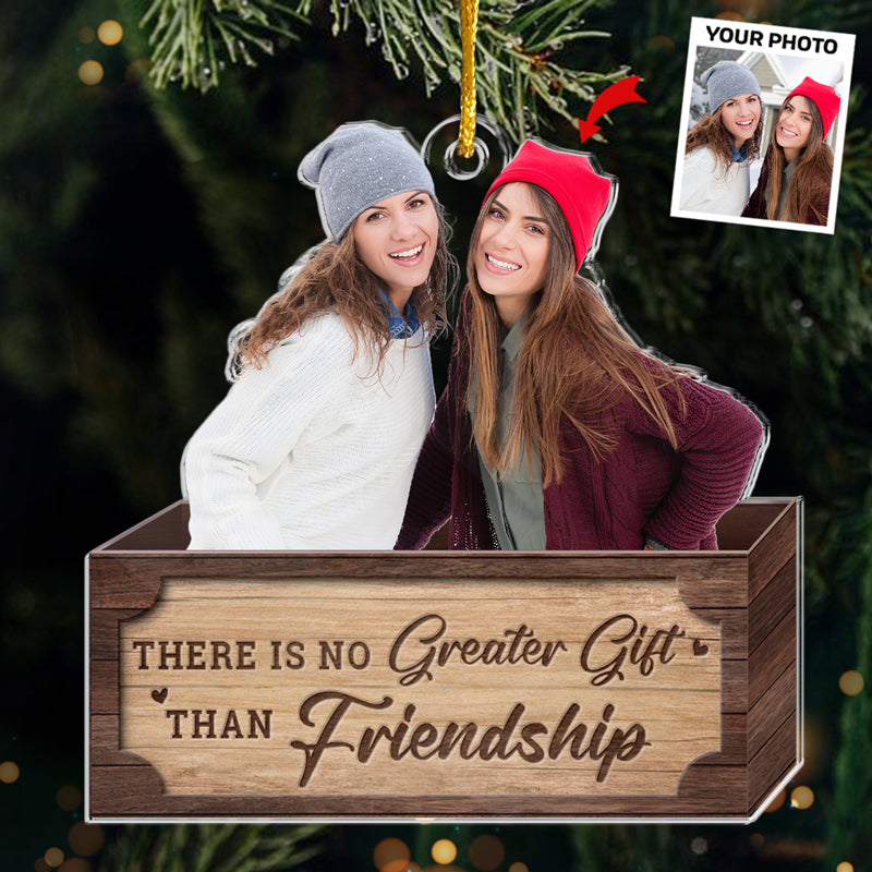Photo personnalisée pour amis : l'esprit de Noël ! Décoration personnalisée pour meilleure amie ! En acrylique, forme personnalisée ! Cadeau de Noël pour meilleures amies, meilleures amies et sœurs.
