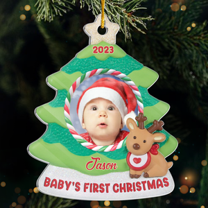 Décoration de Noël personnalisée pour bébé - Décoration de Noël personnalisée en acrylique en forme de sapin - Cadeau de Noël pour les membres de la famille