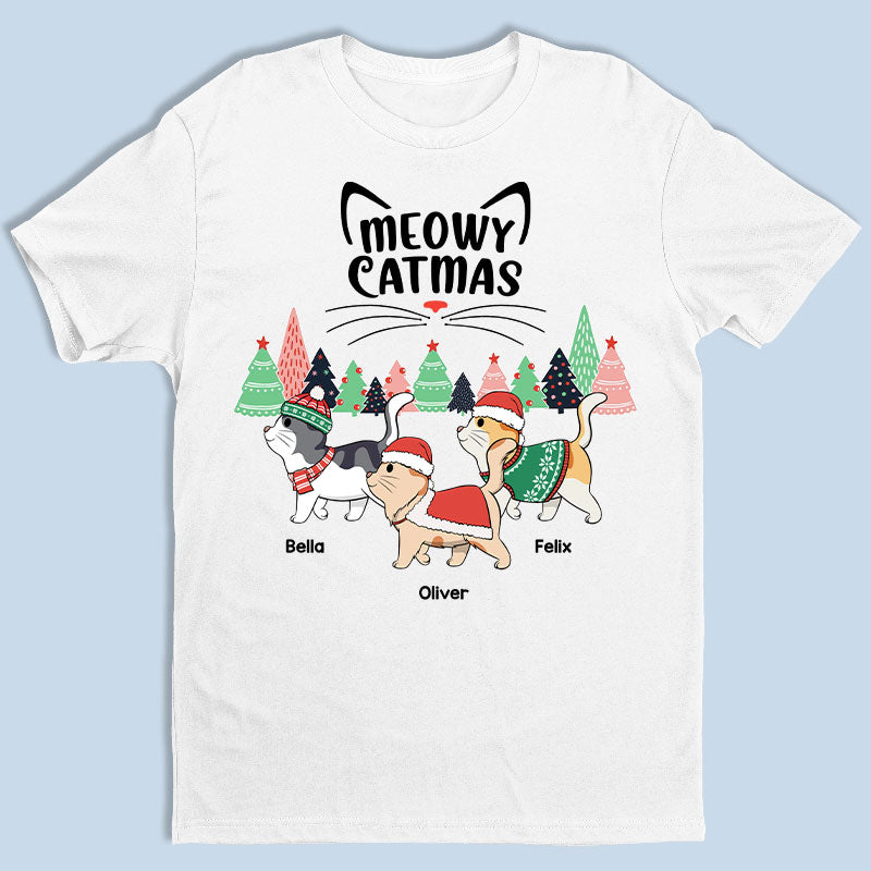 Joyeux Noël à tous ! T-shirt, sweat à capuche et sweat-shirt unisexe personnalisé avec chat ! Cadeau de Noël pour les propriétaires et les amoureux des animaux.