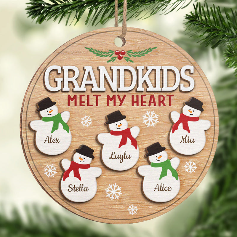 Mes petits-enfants font fondre mon cœur ! Décoration familiale personnalisée ! Bois en forme personnalisée ! Cadeau de Noël pour grand-mère