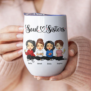 Sœurs d'âme : les plus belles bénédictions de tous les temps - Verre à vin personnalisé pour meilleure amie - Cadeau pour meilleures amies, meilleures amies et sœurs 