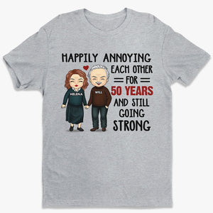 Heureux de s'agacer mutuellement - T-shirt, sweat à capuche et sweat-shirt unisexe personnalisé pour couple - Cadeau pour mari et femme, anniversaire