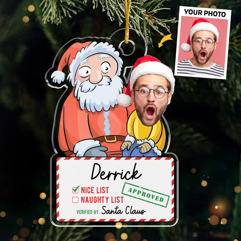 Custom Photo Santa's Nice List - Family Personalized Custom Ornament - Acrylic Custom Shaped - Christmas Gift For Family Members
