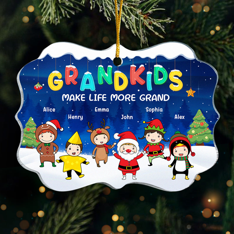 J'aime mes petits-enfants jusqu'à la lune et retour - Décoration familiale personnalisée - Forme Benelux en acrylique - Cadeau de Noël pour grand-mère, grand-père