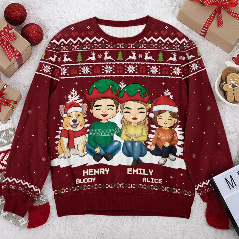Noël, un moment en famille ! Sweat-shirt personnalisé et moche pour la famille ! Pull unisexe en laine ! Cadeau de Noël pour les membres de la famille