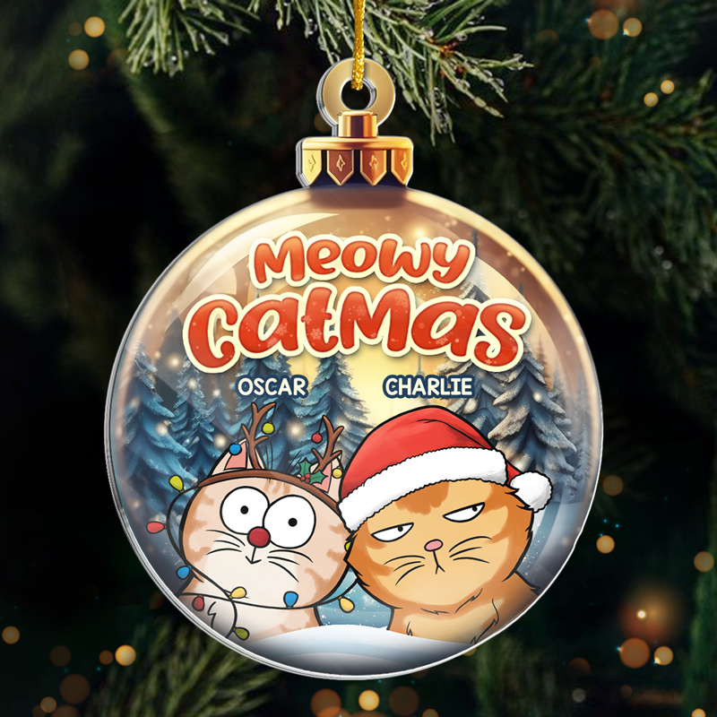 Joyeux Noël ! Décoration de Noël personnalisée en acrylique pour chat ! Cadeau idéal pour les propriétaires et les amoureux des animaux.